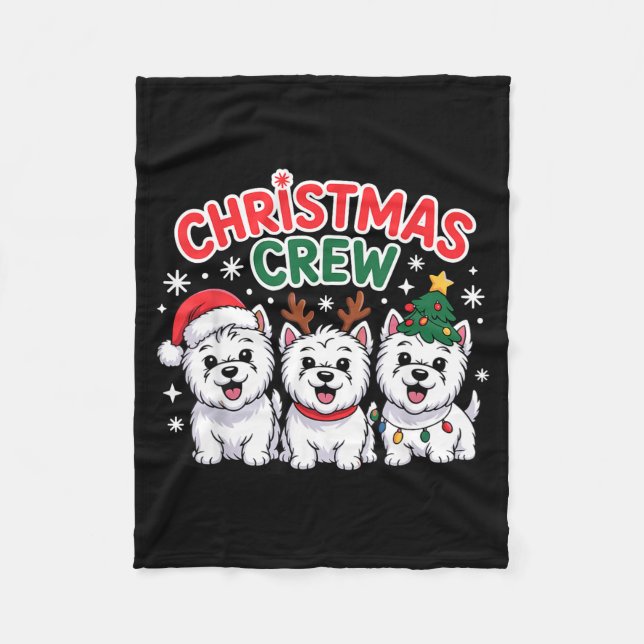 Cobertor De Velo Christmas Crew Westie Christmas West Highland Whit (Frente)