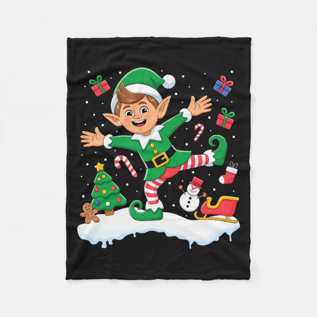 Cobertor De Velo Christmas Dabbing Elf Tree Lights Boys Kids Dab Xm (Frente)