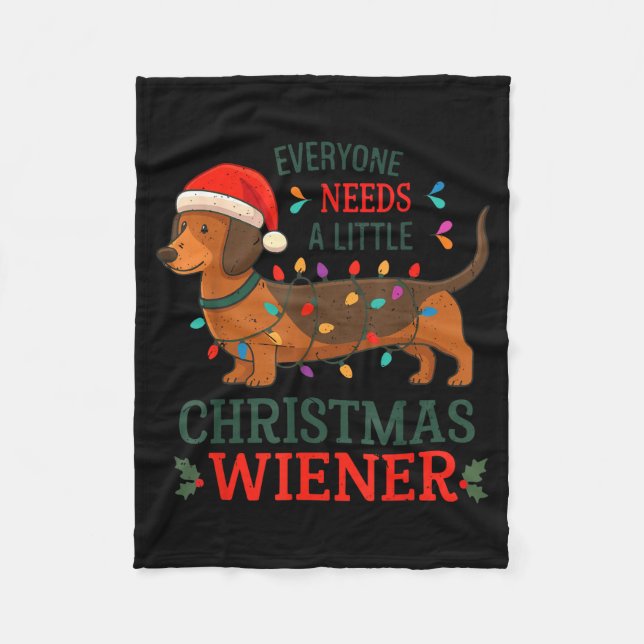Cobertor De Velo Christmas Dachshund Everyone Need Weiner Dog Pajam (Frente)