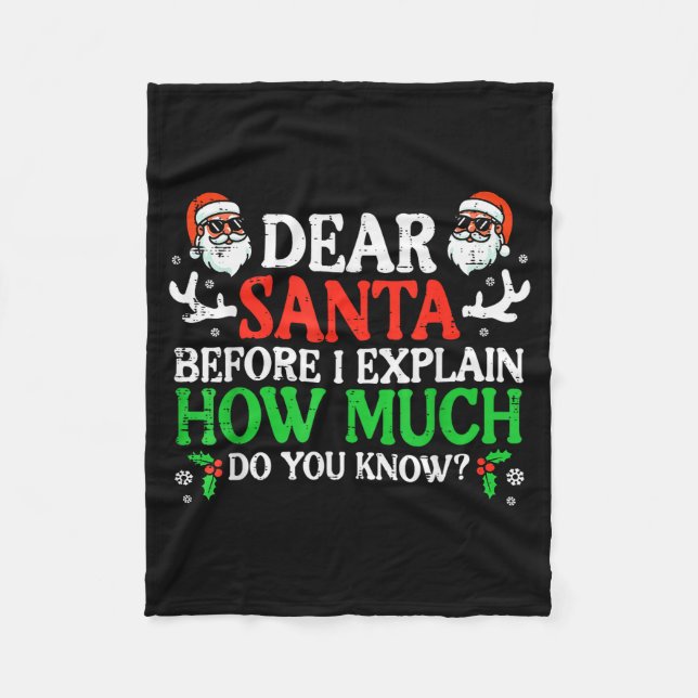 Cobertor De Velo Christmas Dear Santa How Much Do You Know Xmas Wom (Frente)