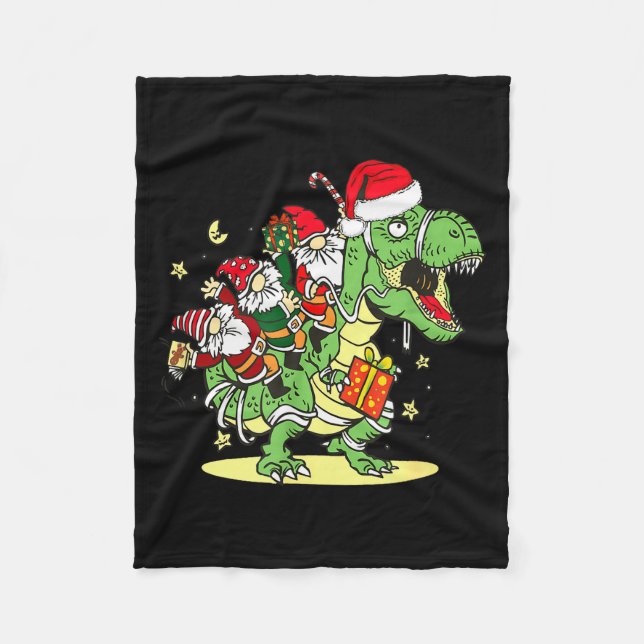 Cobertor De Velo Christmas, Dino, Ugly Xmas, Trex Dinosaur, Gnome  (Frente)