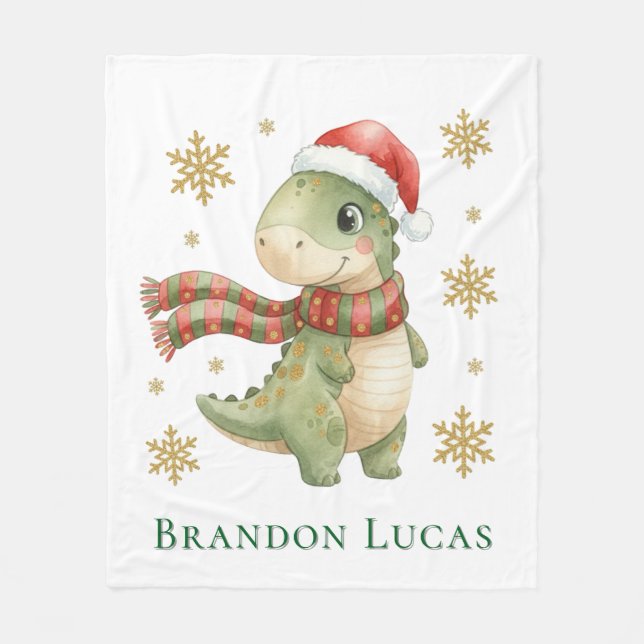 Cobertor De Velo Christmas Dinosaur Birthday Party Gift (Frente)