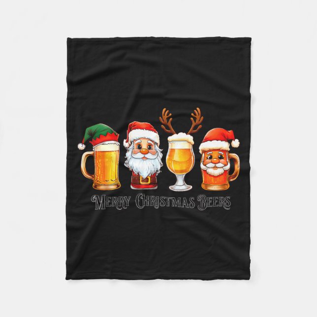 Cobertor De Velo Christmas Drinking Merry Christmas Santa Beer  (Frente)