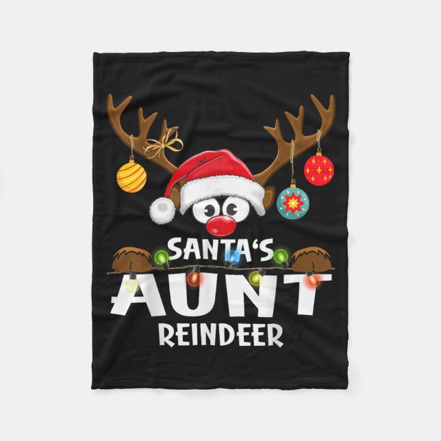 Cobertor De Velo Christmas Family Santa's Aunt Reindeer Pajama  (Frente)
