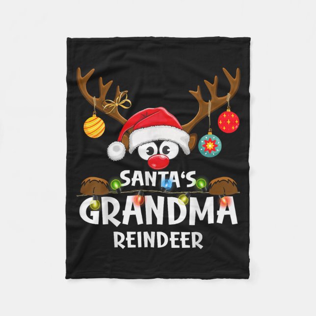 Cobertor De Velo Christmas Family Santa's Grandma Reindeer Pajama  (Frente)
