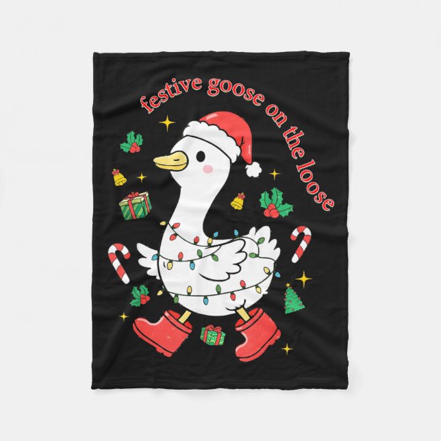 Cobertor De Velo Christmas Festive Goose On The Loose Silly Goose X (Frente)
