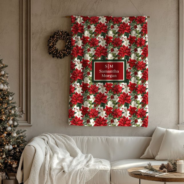 Cobertor De Velo Christmas Flowers Blanket Chic Red Green Accent (Christmas Flowers Blanket Chic Red Green Accent)