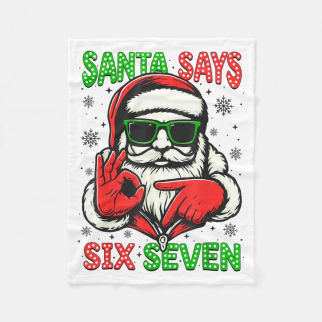 Cobertor De Velo Christmas Funny Santa Says Six Seven 67 Meme Xmas  (Frente)