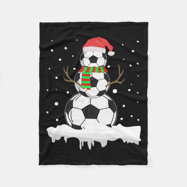 Cobertor De Velo Christmas Funny Soccer Ball Snowman Xmas Sport (Frente)