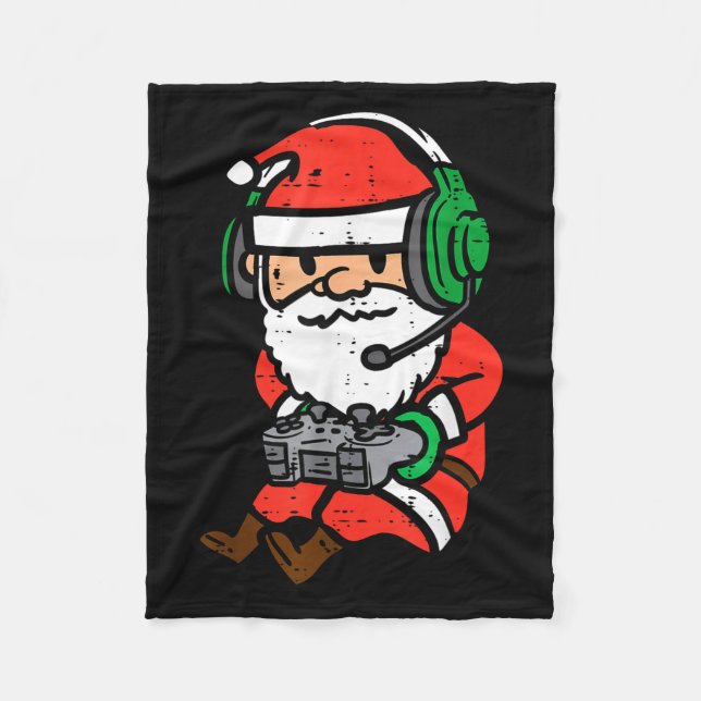 Cobertor De Velo Christmas Gamer Santa Xmas Gaming Men Boys Kids Yo (Frente)