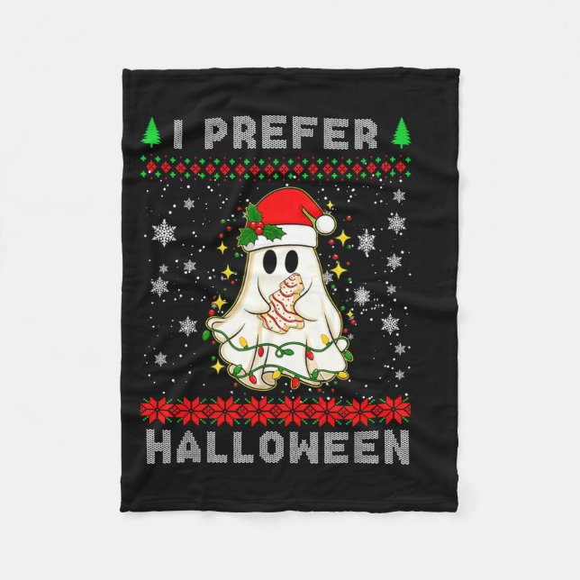 Cobertor De Velo Christmas Ghost I Prefer Halloween Ugly Xmas Men W (Frente)