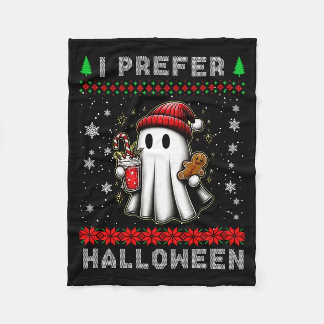 Cobertor De Velo Christmas Ghost I Prefer Halloween Ugly Xmas Men W (Frente)
