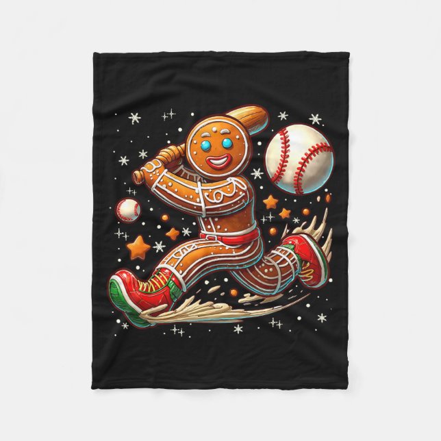 Cobertor De Velo Christmas Gingerbread Man Srts Player Funny Baseba (Frente)