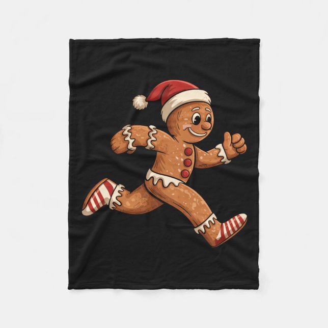 Cobertor De Velo Christmas Gingerbread Running Funny Runners Pajama (Frente)