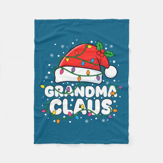 Cobertor De Velo Christmas Grandma Claus Santa Hat Christmas Lights (Frente)