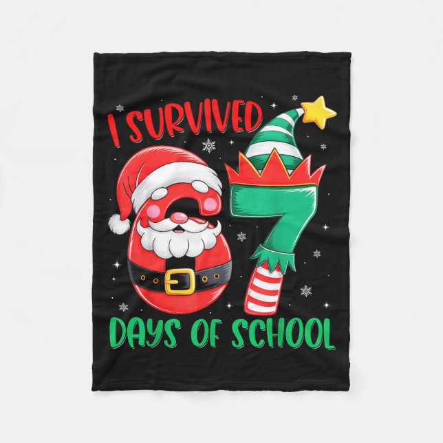 Cobertor De Velo Christmas I Survived 67 Days Of School Funny Six S (Frente)