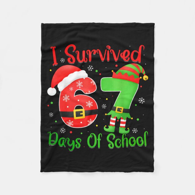 Cobertor De Velo Christmas I Survived 67 Days Of School Funny Six S (Frente)