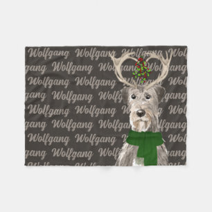 Cobertor De Velo Christmas Irish Wolfhound with Dog's Name