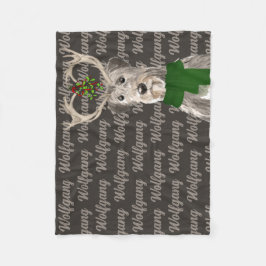 Cobertor De Velo Christmas Irish Wolfhound with Dog's Name