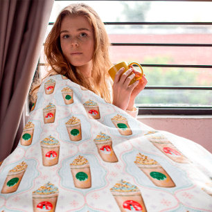 Cobertor De Velo Christmas Latte Ogee Snowflake Pattern