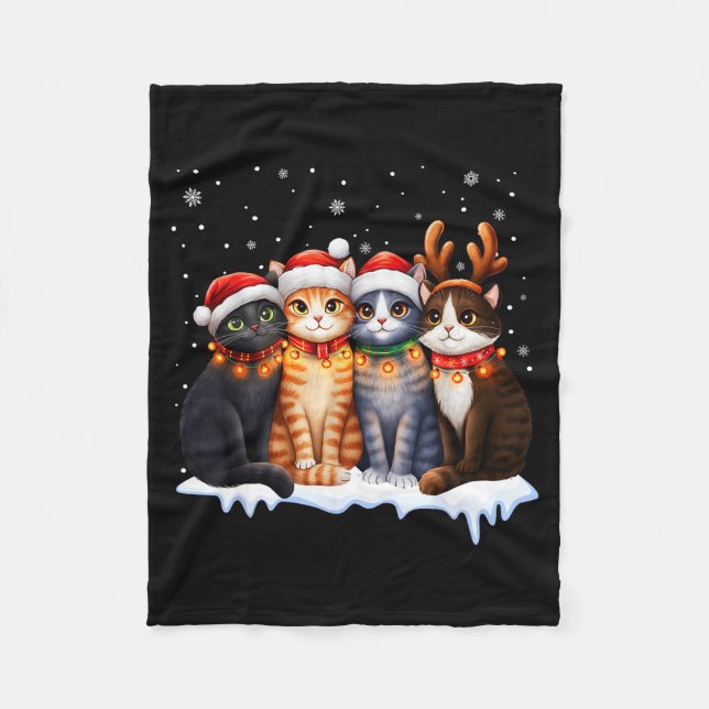 Cobertor De Velo Christmas Lights For Cat Lovers Xmas  (Frente)