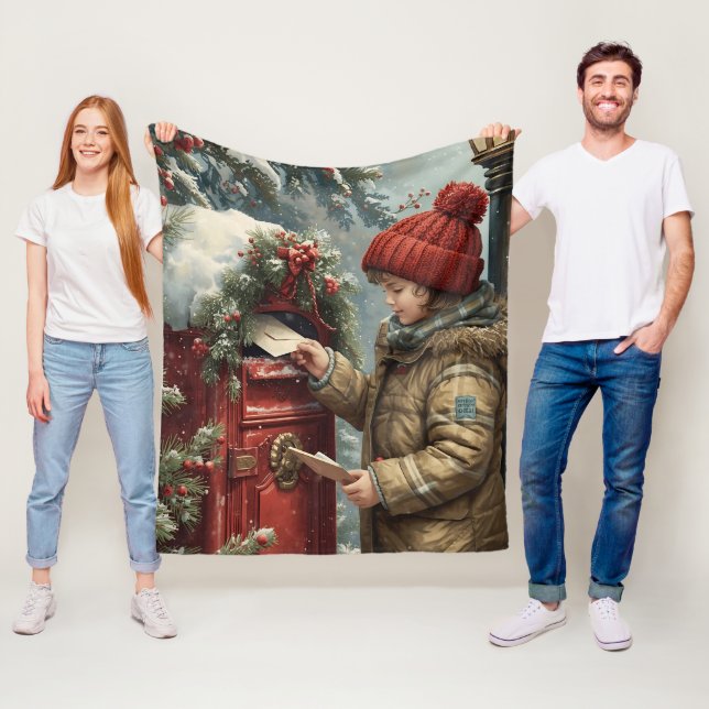 Cobertor De Velo Christmas mailbox fleece blanket warm cozy winter  (In Situ)