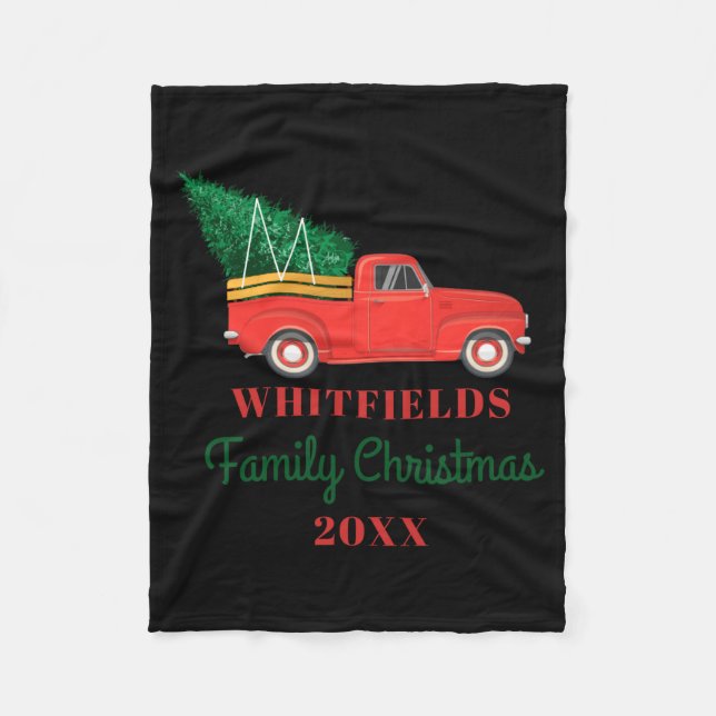 Cobertor De Velo Christmas Matching Family Reunion Red Truck  (Frente)