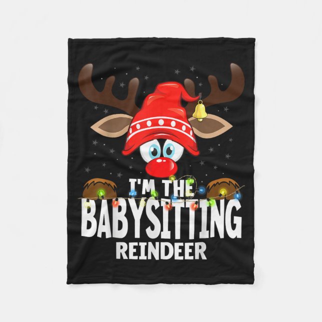 Cobertor De Velo Christmas Matching I'm The Babysitting Reindeer  (Frente)