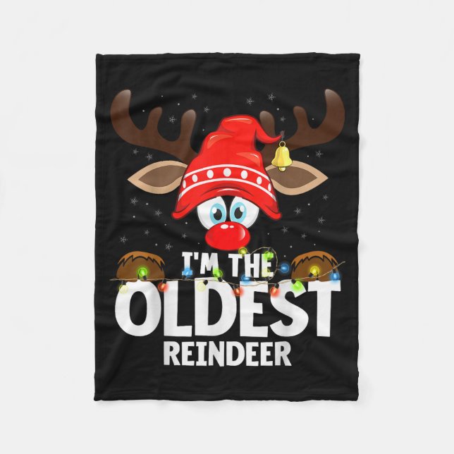 Cobertor De Velo Christmas Matching I'm The Oldest Reindeer  (Frente)