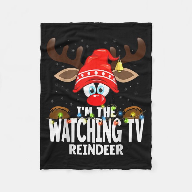 Cobertor De Velo Christmas Matching I'm The Watching Tv Reindeer  (Frente)