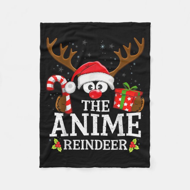 Cobertor De Velo Christmas Matching The Anime Reindeer Family  (Frente)