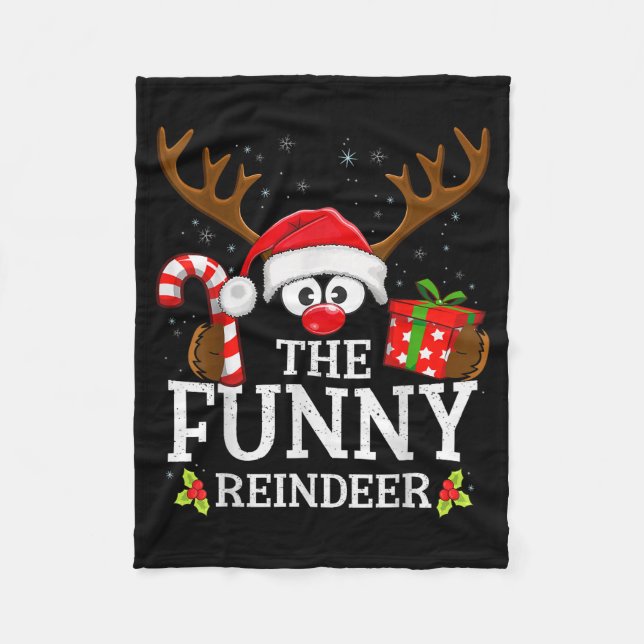 Cobertor De Velo Christmas Matching The Funny Reindeer Family  (Frente)