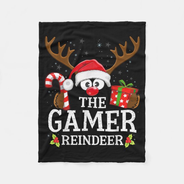 Cobertor De Velo Christmas Matching The Gamer Reindeer Family  (Frente)