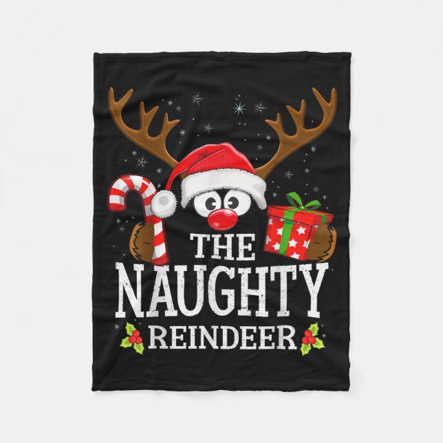 Cobertor De Velo Christmas Matching The Naughty Reindeer Family  (Frente)