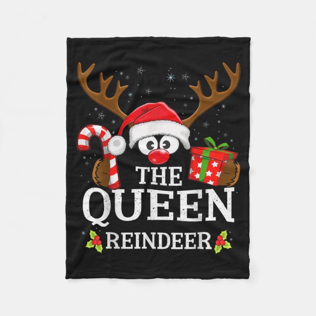 Cobertor De Velo Christmas Matching The Queen Reindeer Family  (Frente)
