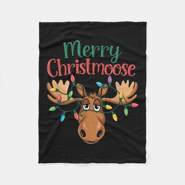 Cobertor De Velo Christmas Moose Merry Christmoose Men Women  (Frente)