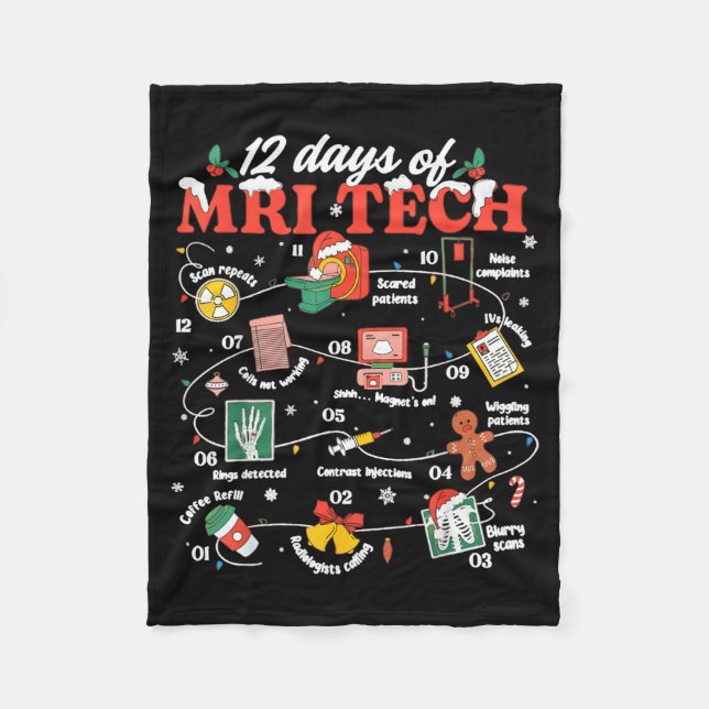 Cobertor De Velo Christmas Mri Tech 12 Days Of Mri Technician New M (Frente)