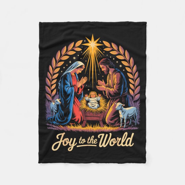 Cobertor De Velo Christmas Nativity Christian Birth Of Jesus Joy To (Frente)