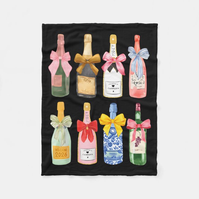 Cobertor De Velo Christmas New Year Champagne Gl Coquette Bottle  (Frente)