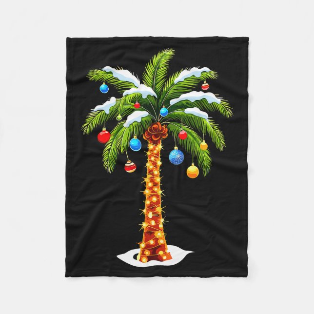 Cobertor De Velo Christmas Palm Tree Hawaiian Trocal Xmas  (Frente)