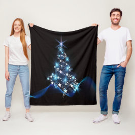Cobertor De Velo Christmas Party Blue Tree Shiny Black Elegant