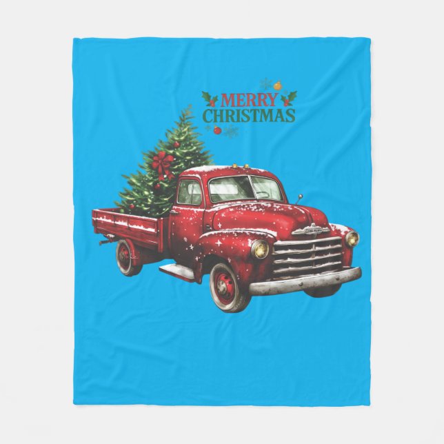 Cobertor De Velo christmas, red, truck, vintage, (Frente)