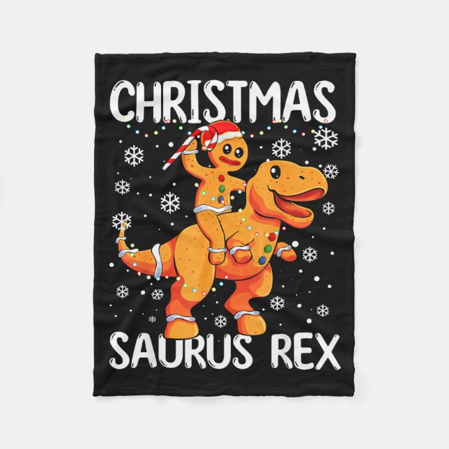 Cobertor De Velo Christmas Saurus Rex Gingerbread Man Cookie Trex B (Frente)