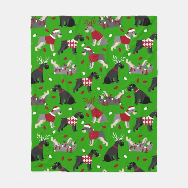 Cobertor De Velo Christmas Schnauzer Fleece Blanket (Frente)