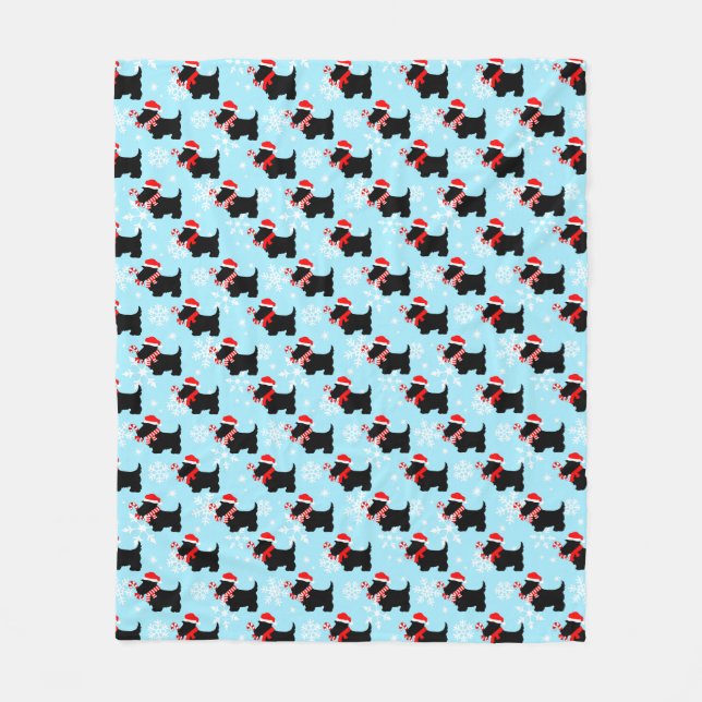 Cobertor De Velo Christmas Scottie Dogs Pattern (Frente)