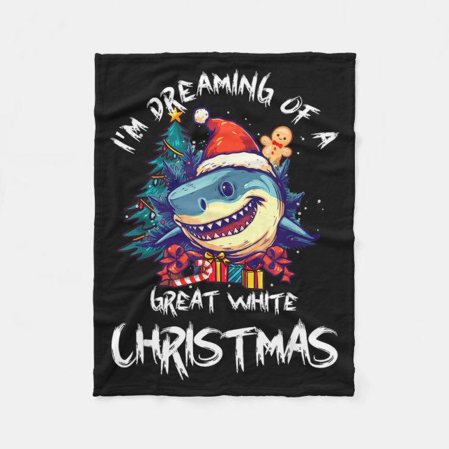 Cobertor De Velo Christmas Shark Santa Hat Xmas Santa Jaws Funny Sh (Frente)