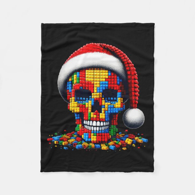 Cobertor De Velo Christmas Skull Santa Hat Block Bricks Master Buil (Frente)