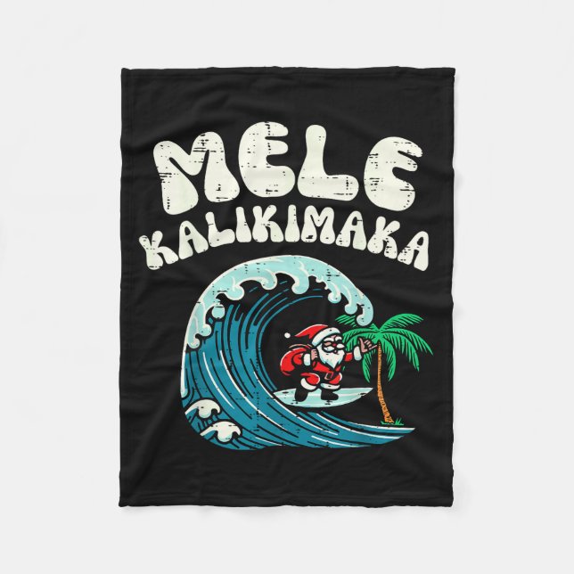 Cobertor De Velo Christmas Surfing Santa Mele Kalikimaka Xmas Men B (Frente)