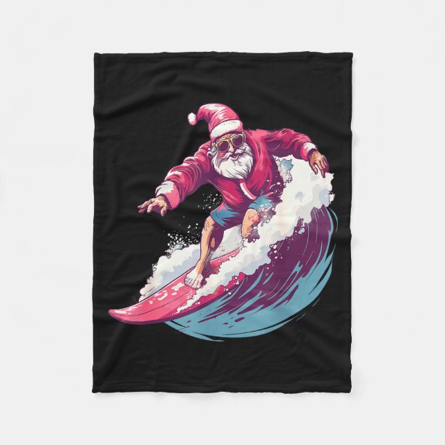 Cobertor De Velo Christmas Surfing Santa Surfboarder Surf Lover Xma (Frente)