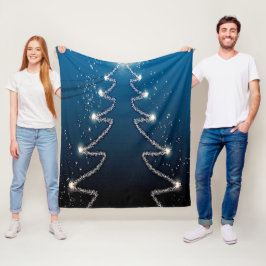 Cobertor De Velo Christmas Tree Blue Sky Shiny Stars Rustic Elegant